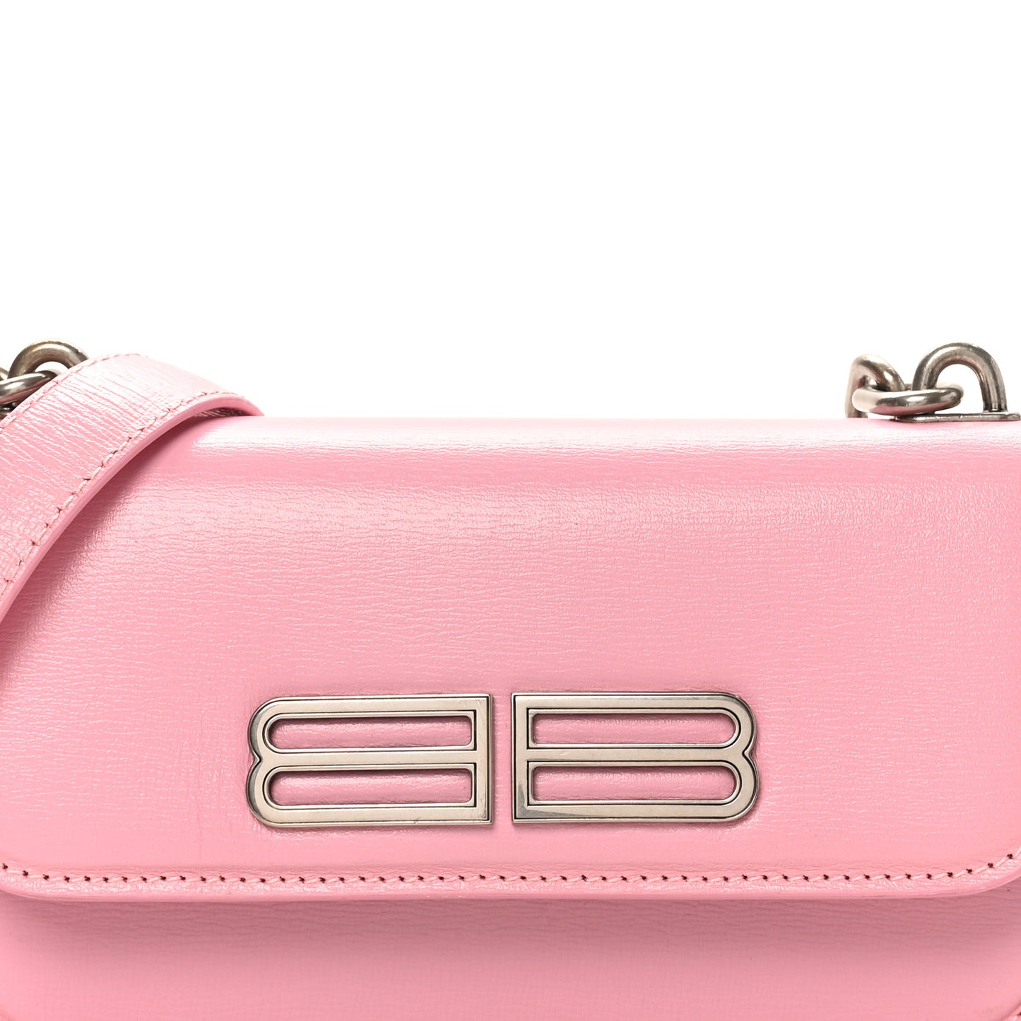 Calfskin Stripe Embossed Gossip Chain Bag XS Candy Pink