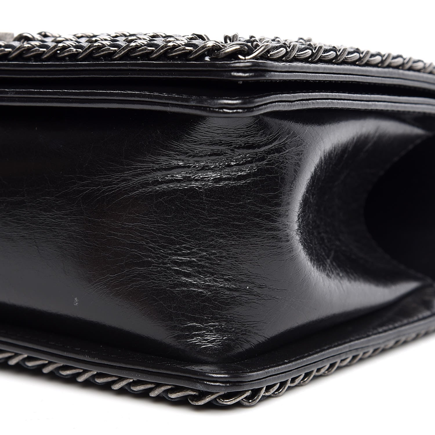 Chanel Glazed Calfskin Quilted Medium Boy Chained Flap Black 9 of 10