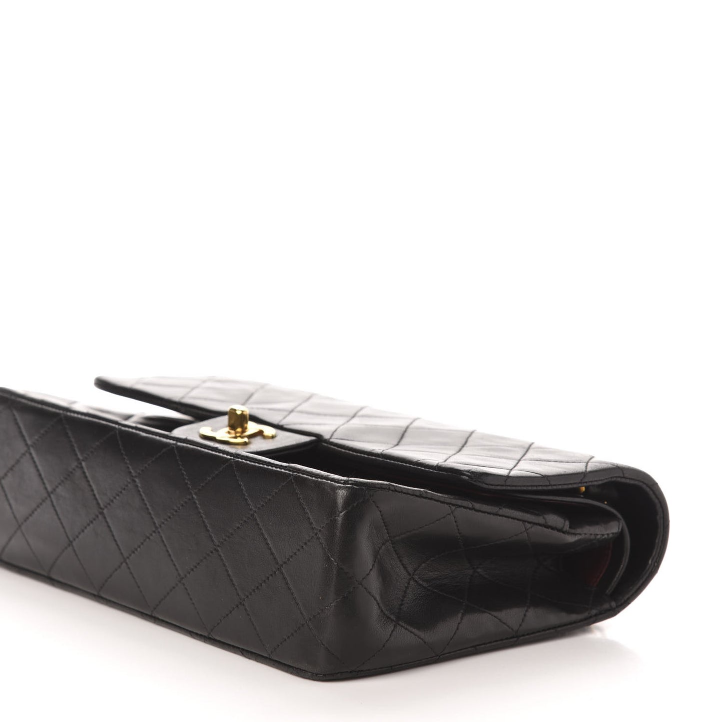 Lambskin Quilted Medium Double Flap Black