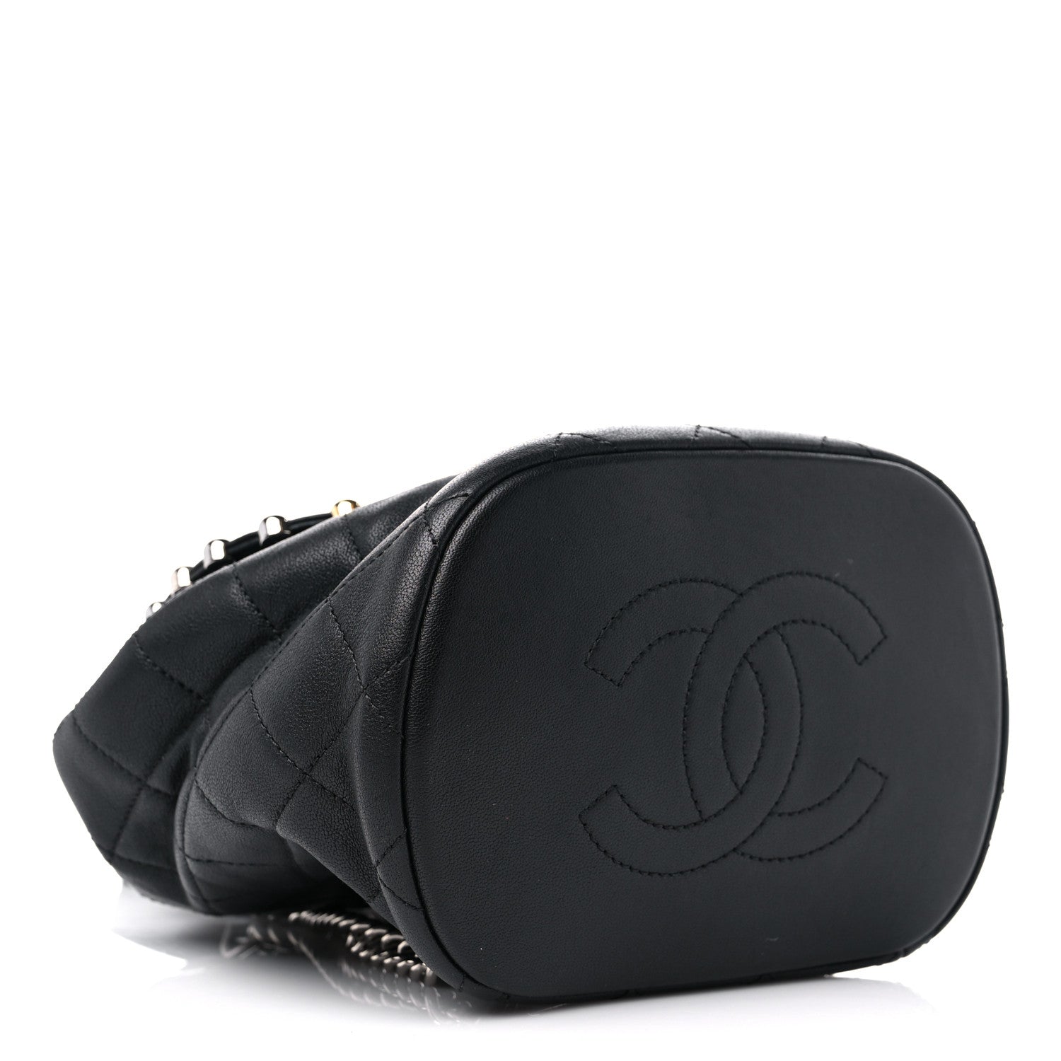 Chanel Lambskin Quilted Metallic Bubble Backpack Black 5 of 12