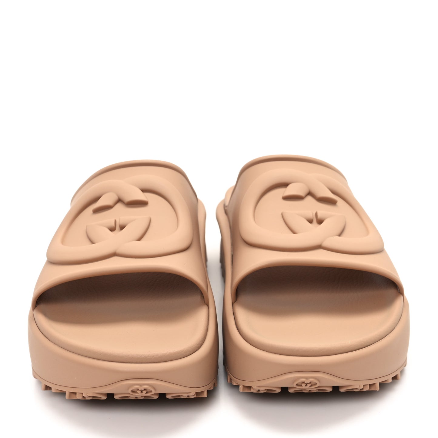 Soft Rubber Mens Interlocking G Platform 42mm Slide Sandals 10 Vintage Camel