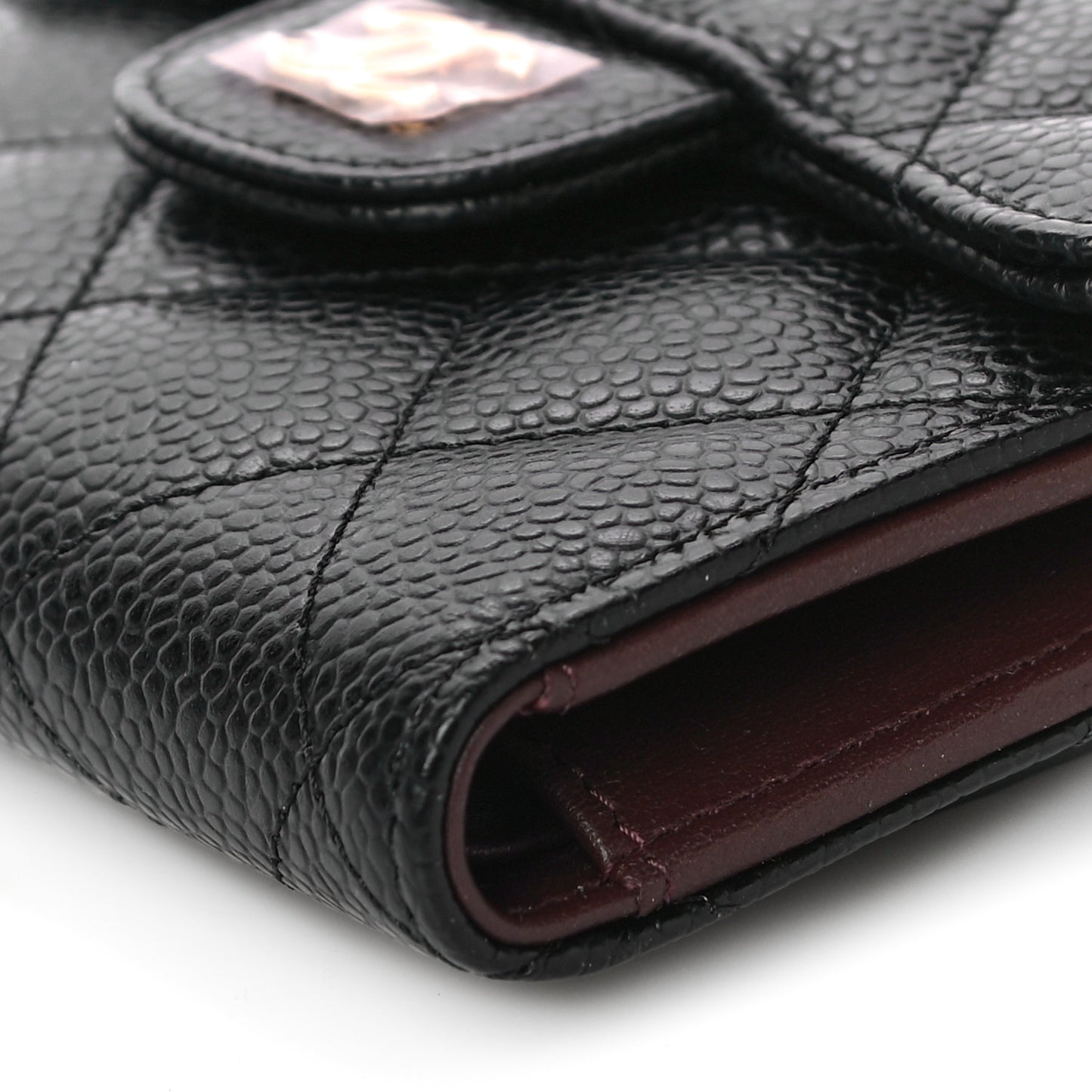 Caviar Quilted Compact Flap Wallet Black