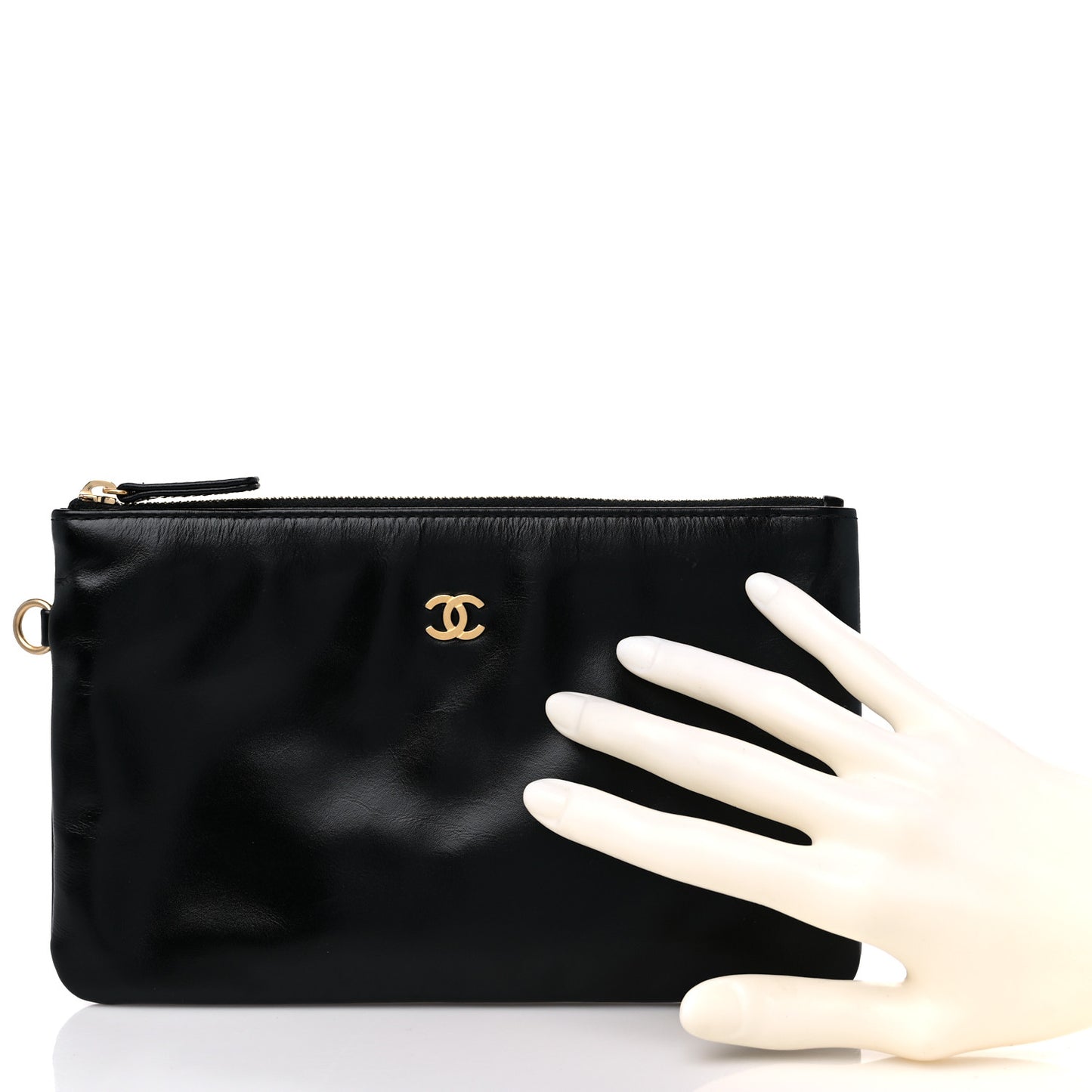 Shiny Calfskin Chanel 22 Removable Pouch Black