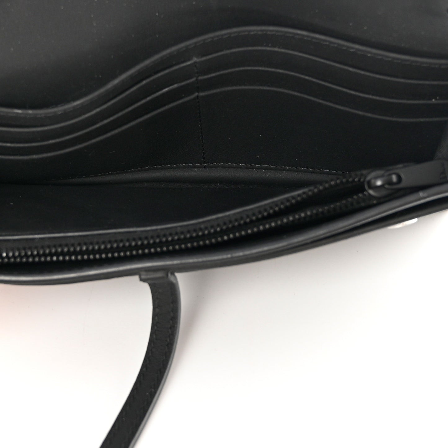 Ultra Matte Calfskin Saddle Chain Wallet Pouch Black