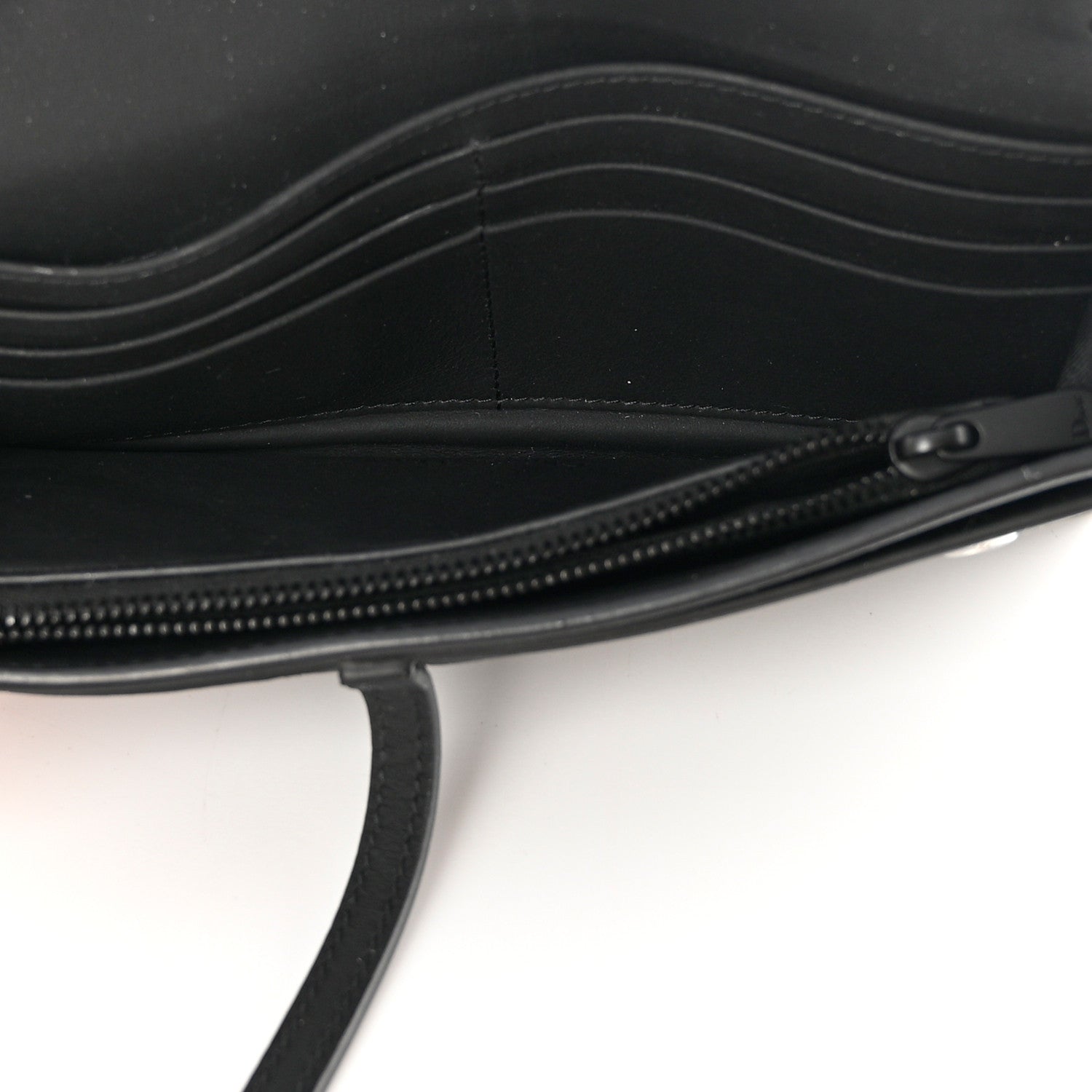 Christian Dior Ultra Matte Calfskin Saddle Chain Wallet Pouch Black 6 of 16