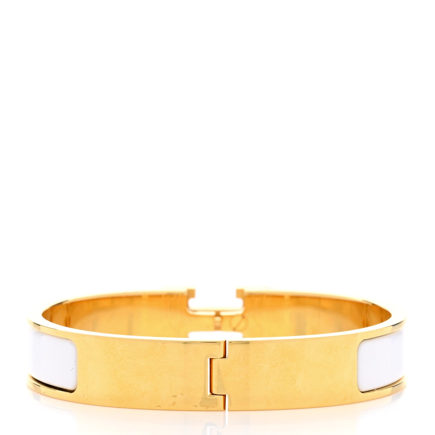 Enamel Narrow Clic Clac H Bracelet GM White