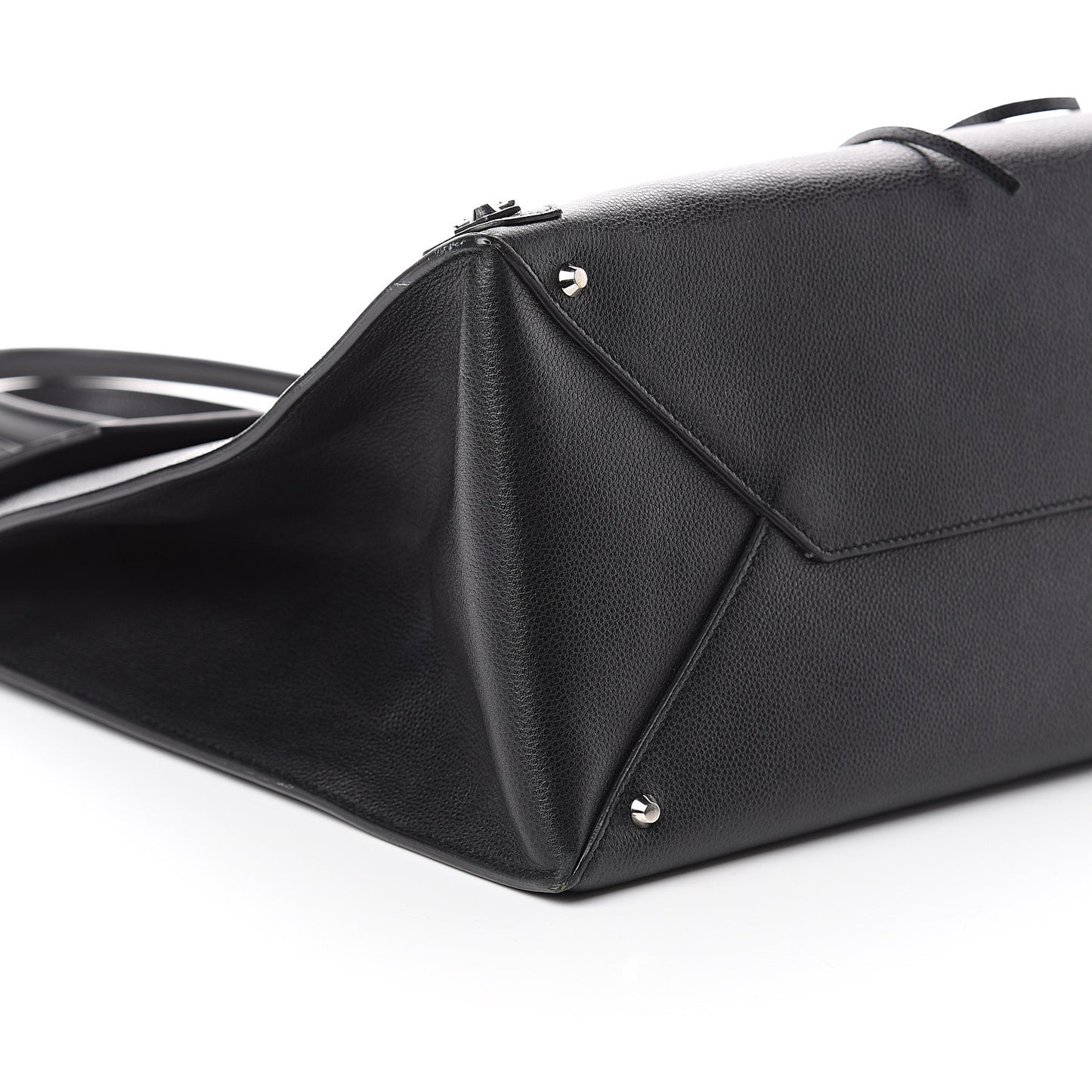Grained Calfskin Papier Flap Tote Black