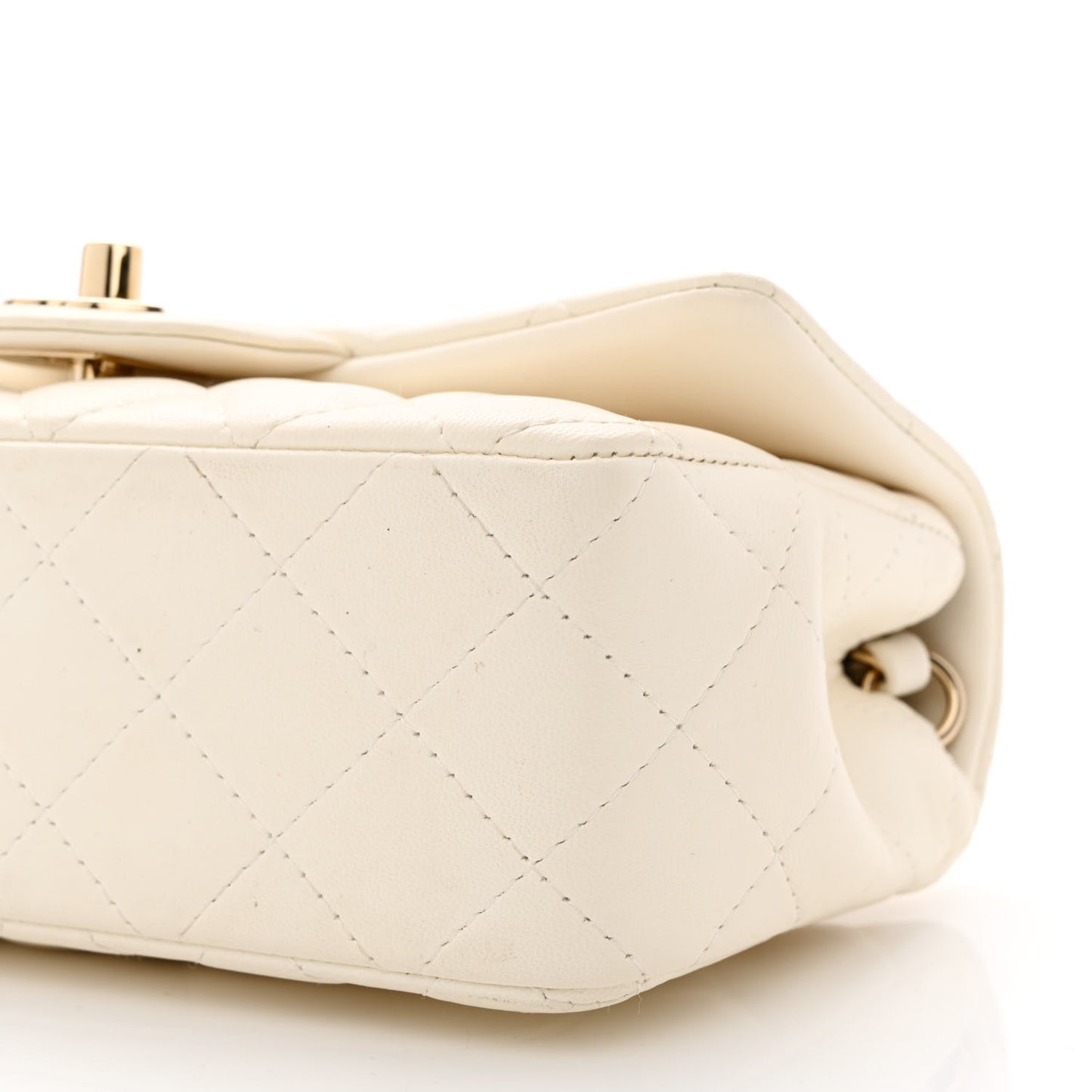 Lambskin Quilted Mini Rectangular Flap White