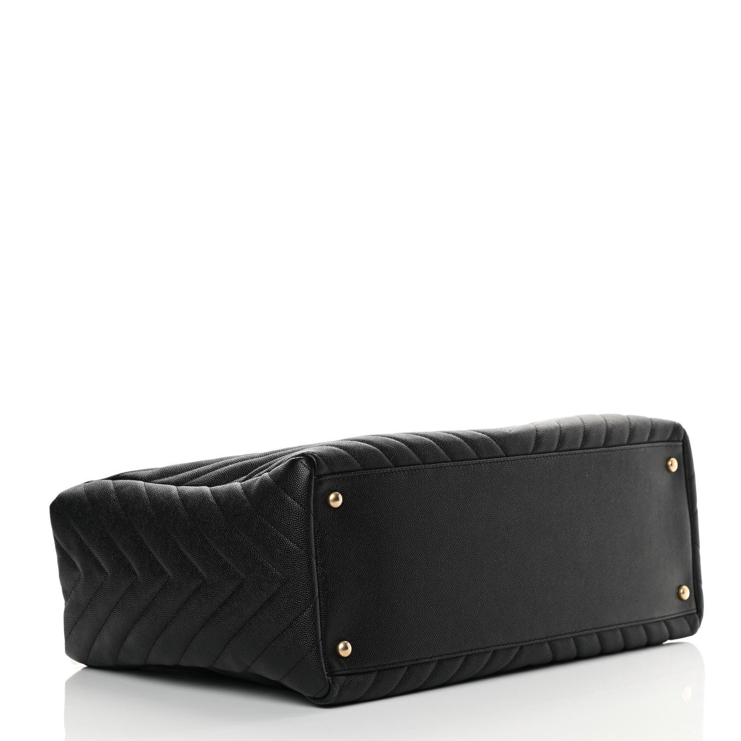 Chanel Caviar Chevron Quilted Coco Handle Shopping Tote Black 5 of 15