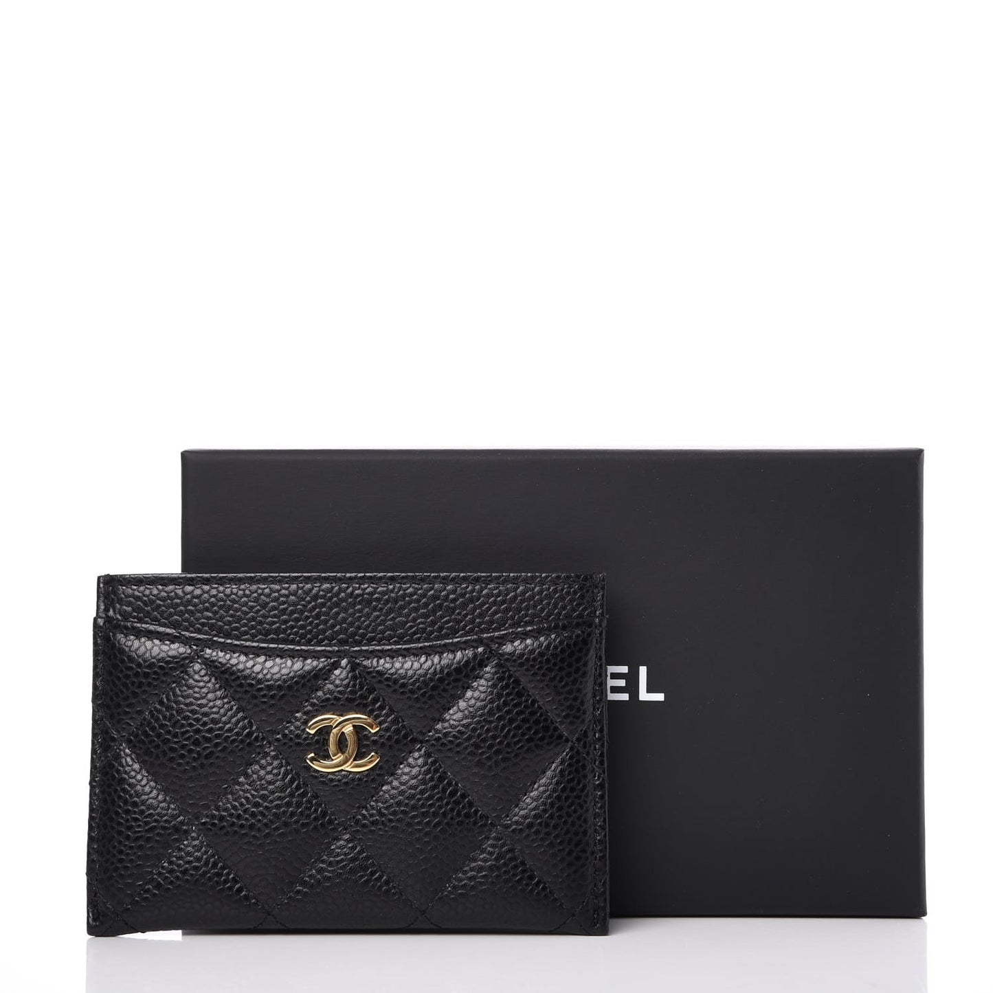 Caviar Quilted Card Holder Black