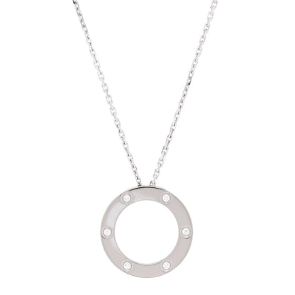 Cartier 18K White Gold 6 Diamonds LOVE Pendant Necklace 1 of 7