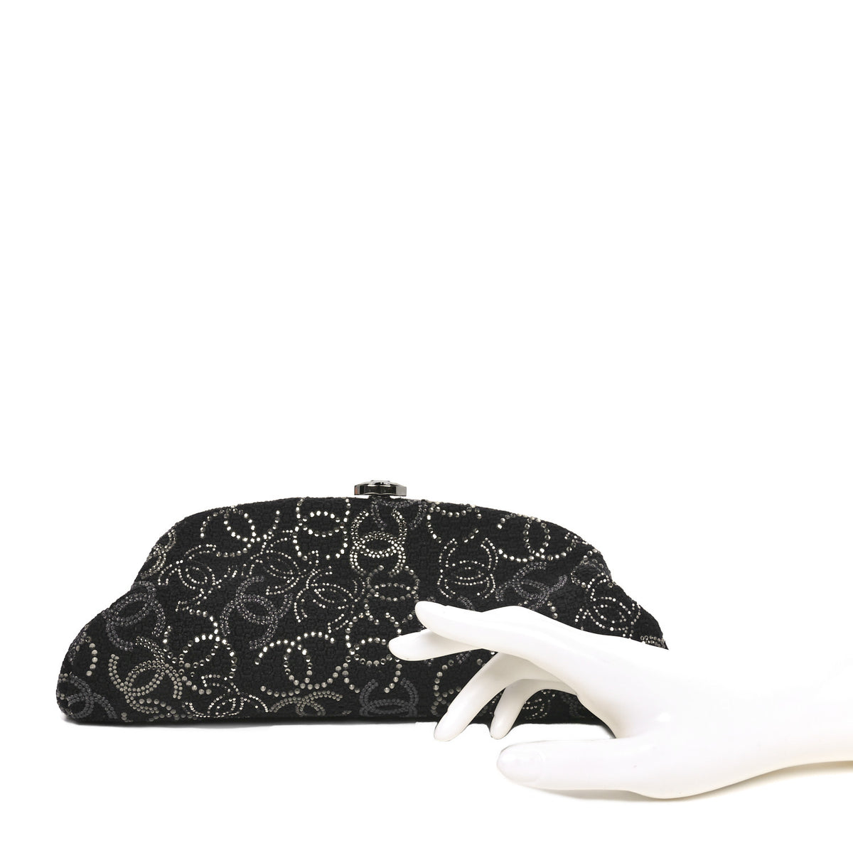 Chanel Tweed Strass Pudong Clutch Black 2 of 10