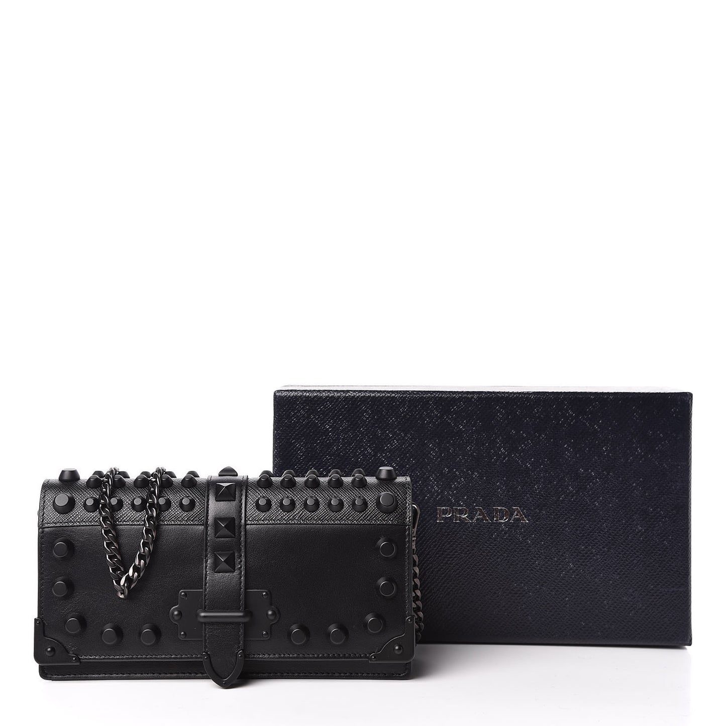 City Calfskin Cahier Studded Mini Bag Black