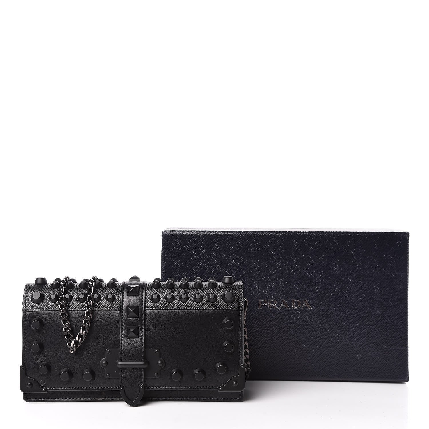 Prada City Calfskin Cahier Studded Mini Bag Black 12 of 12