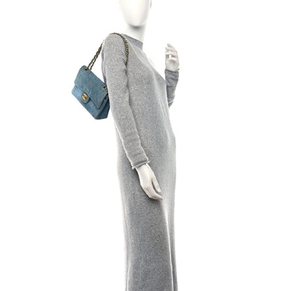 Chanel Denim Quilted Medium Double Flap Light Blue 2 of 12