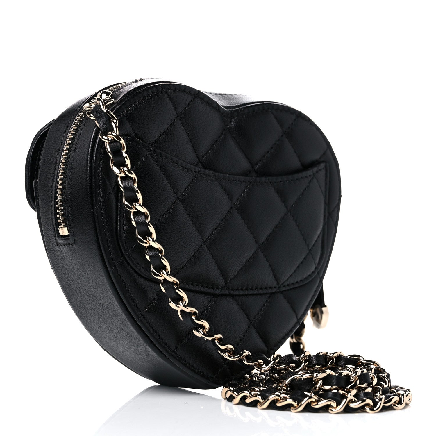 Chanel Lambskin Quilted CC In Love Heart Clutch With Chain Black 2 of 10