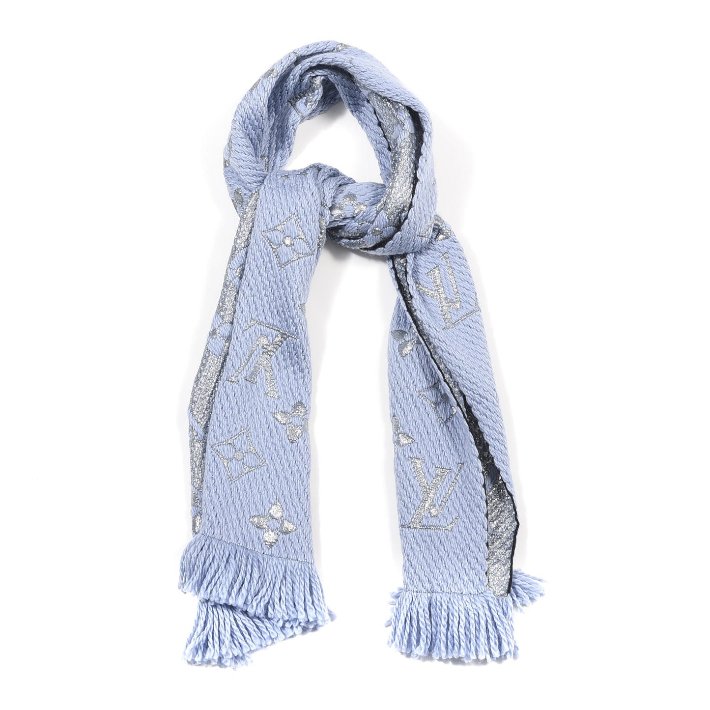 Wool Silk Logomania Shine Scarf Gris
