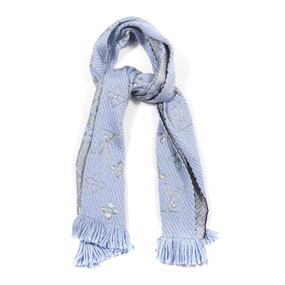 Louis Vuitton Wool Silk Logomania Shine Scarf Gris 1 of 3