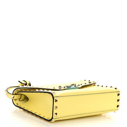 Valentino Garavani Pebbled Calfskin Rockstud Flip Lock Crossbody Bag Yellow 4 of 8