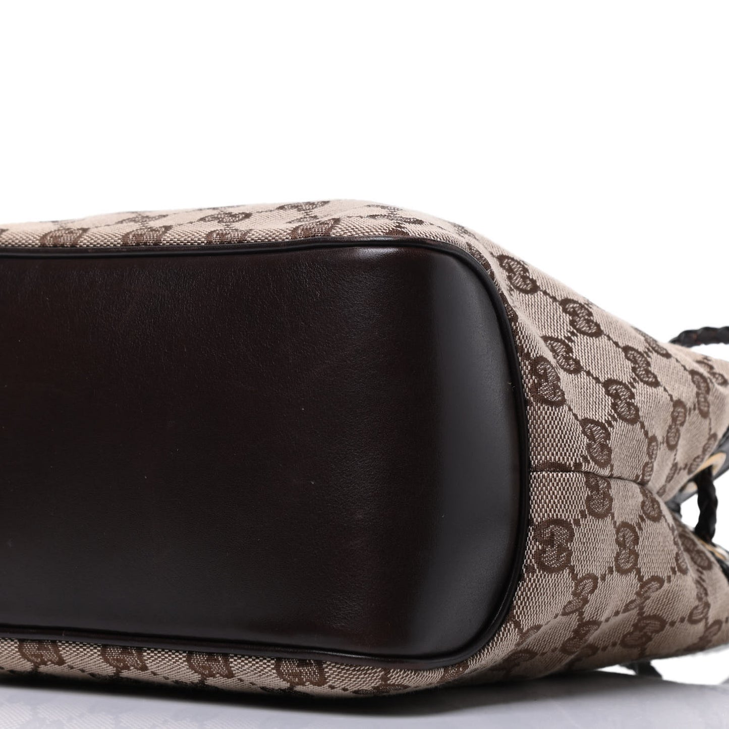 Monogram Woven Handle Tote Brown