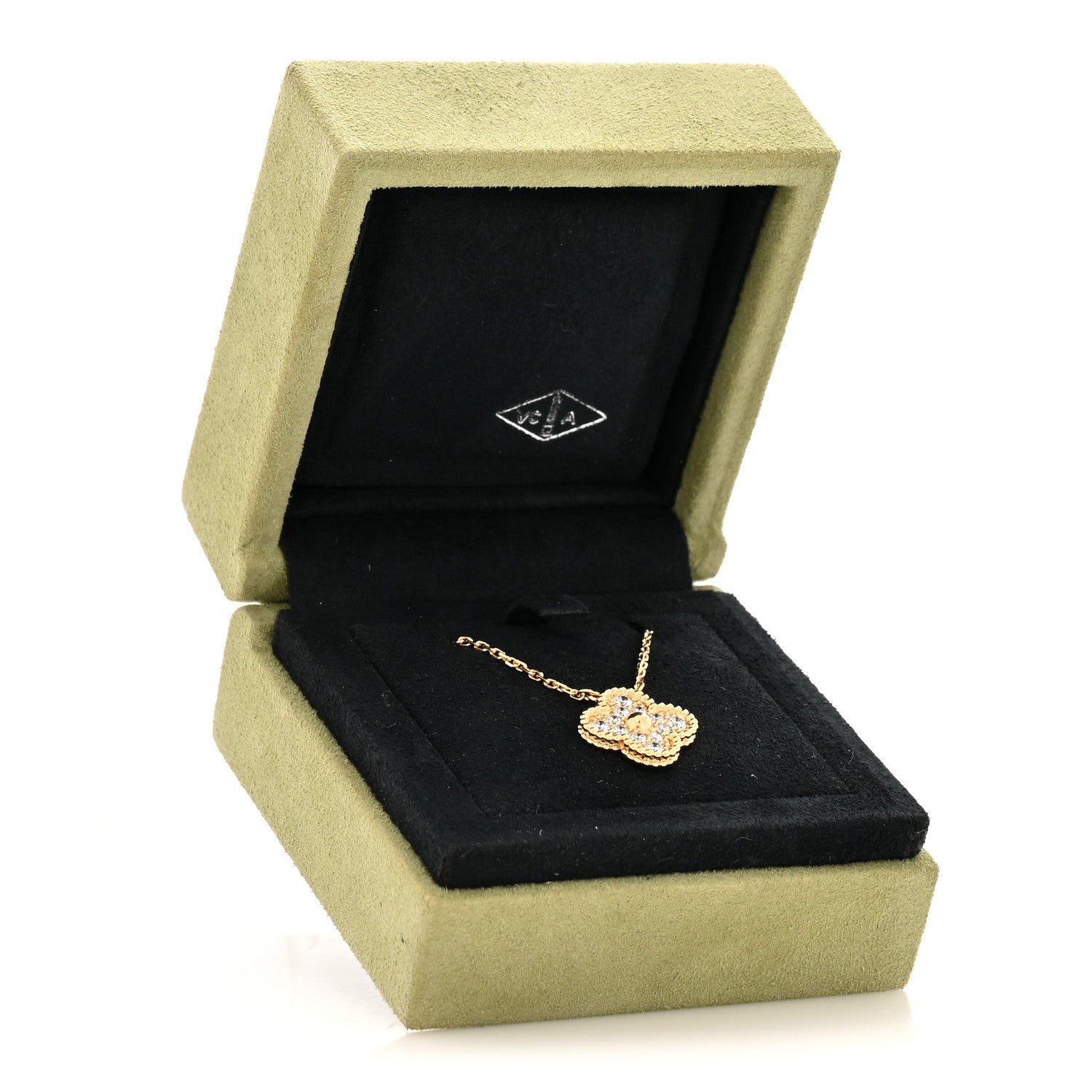 Van Cleef & Arpels 18K Yellow Gold Diamond Vintage Alhambra Pendant Necklace 7 of 7