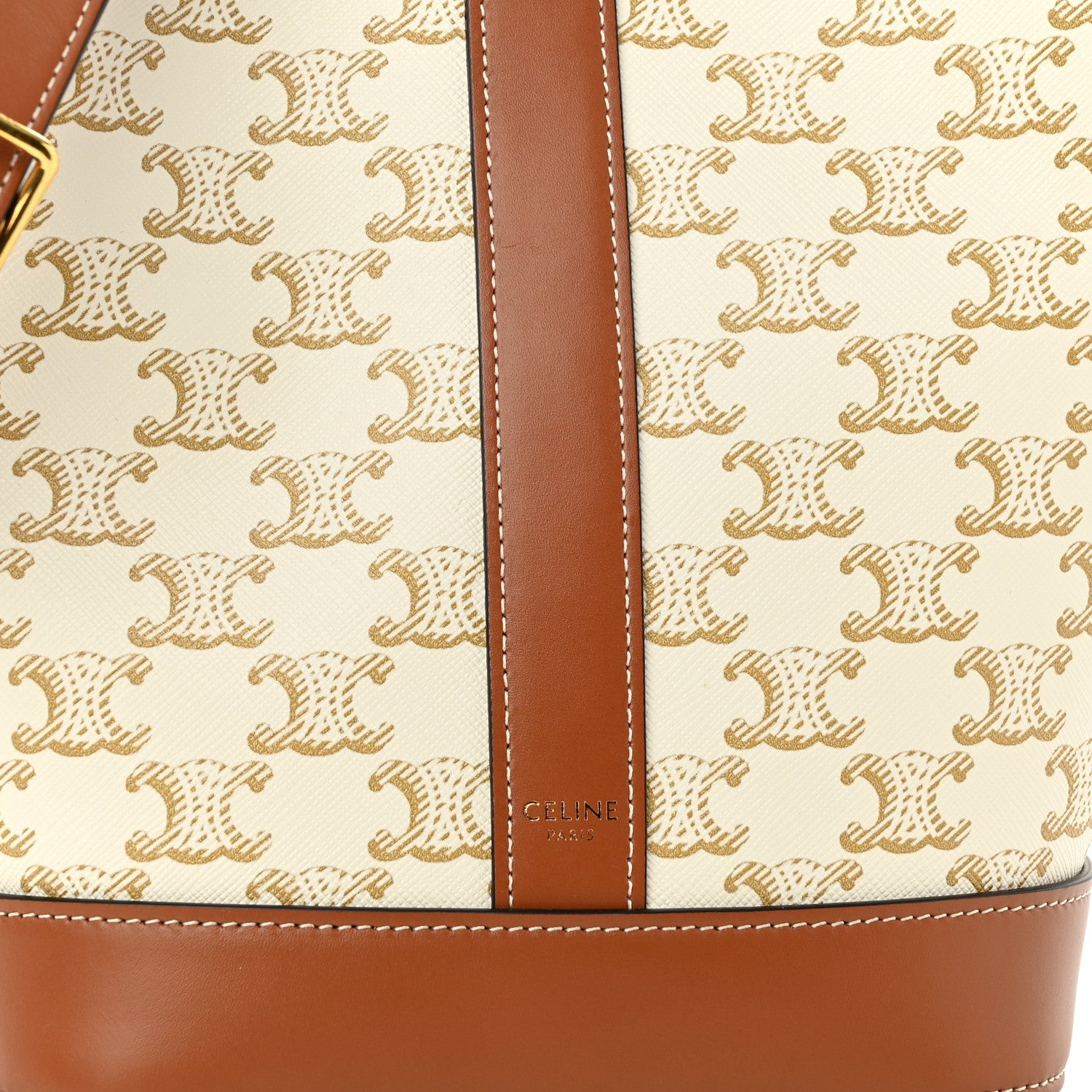 Celine Triomphe Canvas Calfskin Small Bucket Bag White 7 of 9