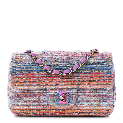 Chanel Tweed Quilted Mini Rectangular Flap Blue Pink Orange 1 of 11