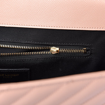 Saint Laurent Grain De Poudre Matelasse Chevron Large Monogram Satchel Pale Pink 15 of 16