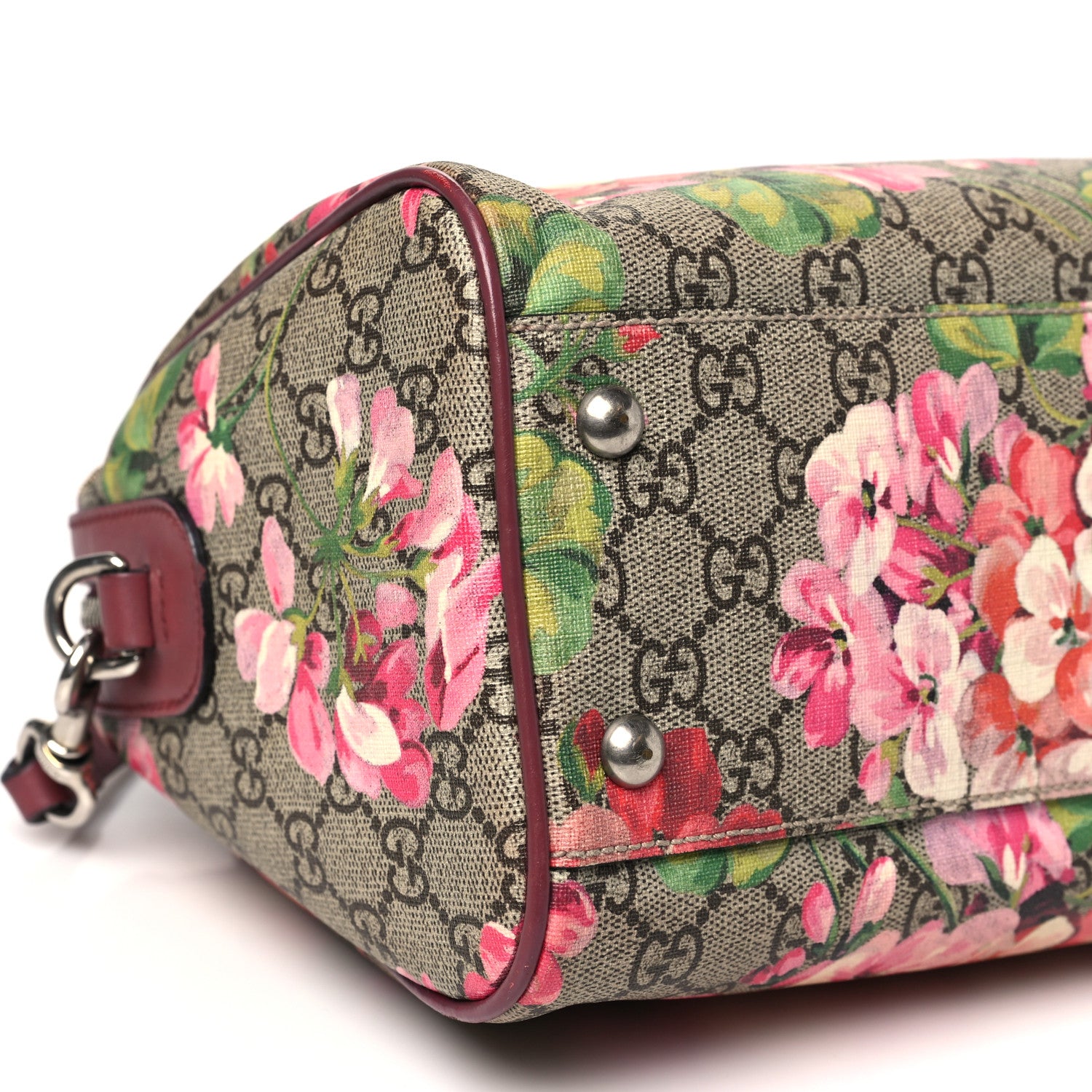 Gucci GG Supreme Monogram Blooms Small Boston Beige Multicolor Dry Rose 9 of 13