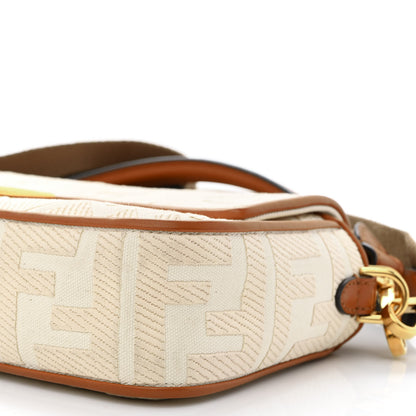 Fendi Canvas Vitello King Bi-Color Strap FF Embroidered Baguette Grezzo Brandy Cuoio 10 of 10