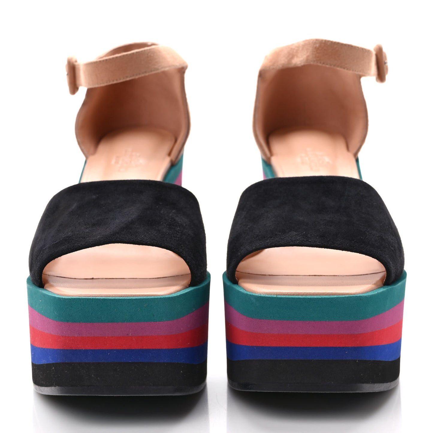 Suede Goatskin Early Wedge Sandals 40 Multicolor Black