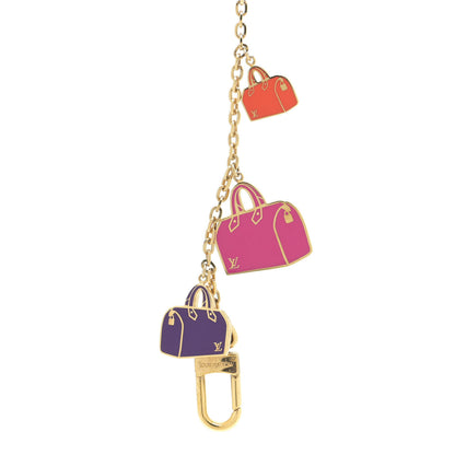 Louis Vuitton Enamel Iconic Speedy Bag Charm Chain Gold 3 of 6