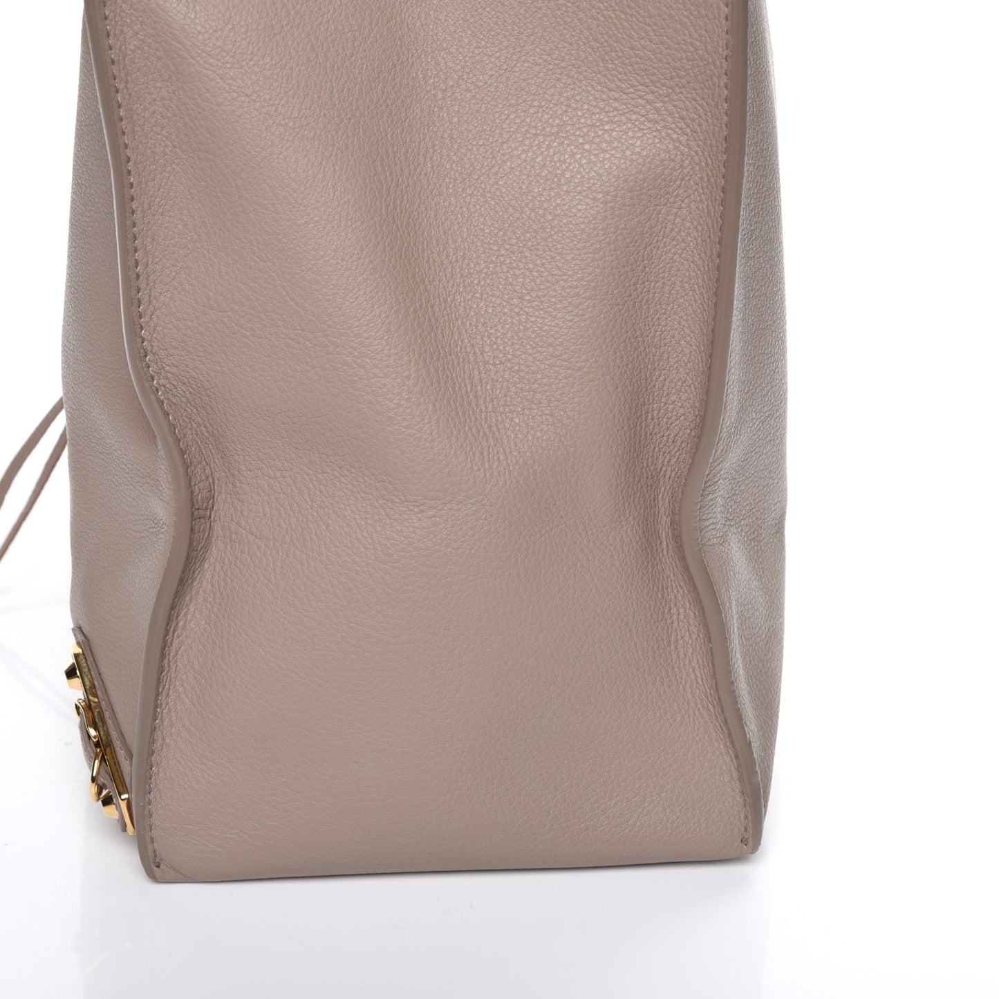 Grained Calfskin Gold Metallic Edge Hardware Papier A4 Tote Beige