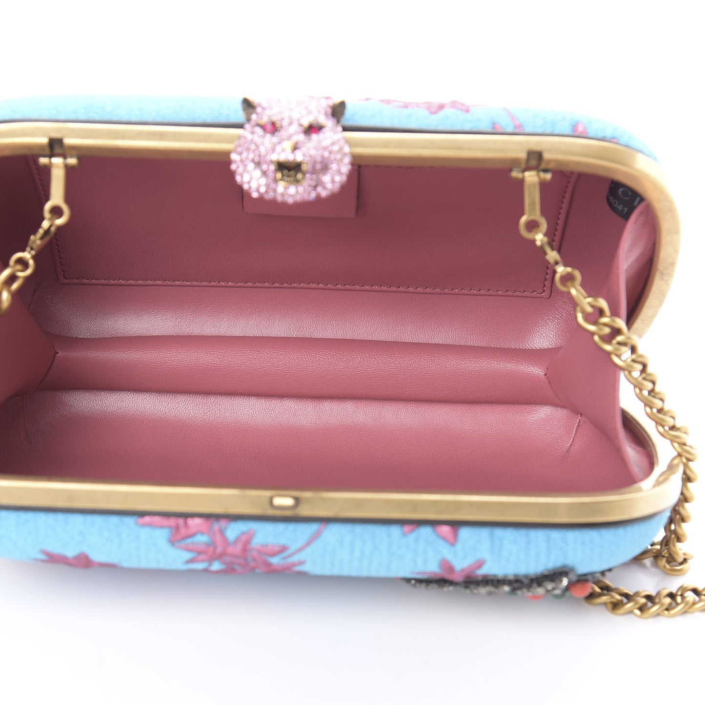 Brocade Floral Crystal Broadway Clutch Blue