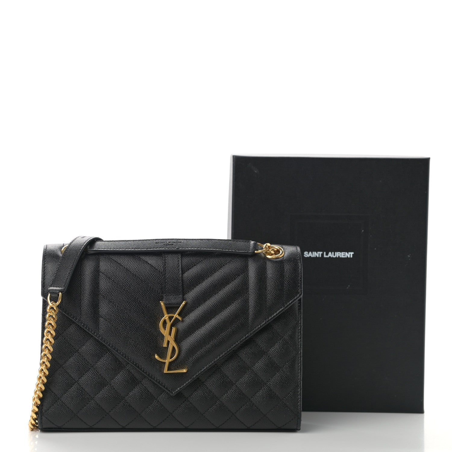 Saint Laurent Grain De Poudre Textured Mixed Matelasse Triquilt Medium Monogram Satchel Black 12 of 12