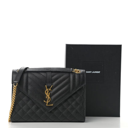 Saint Laurent Grain De Poudre Textured Mixed Matelasse Triquilt Medium Monogram Satchel Black 12 of 12