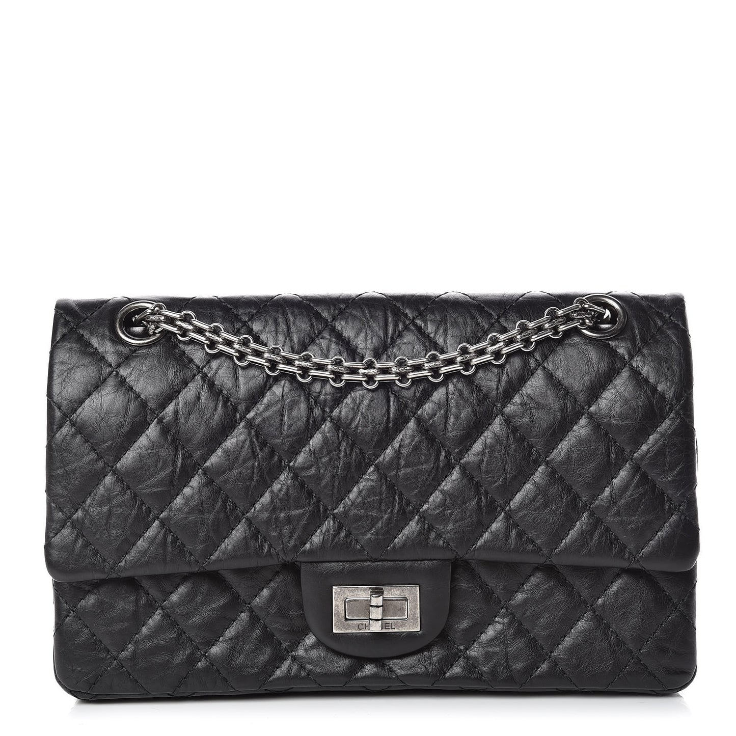 Aged Calfskin Quilted 2.55 Reissue 225 Flap Black