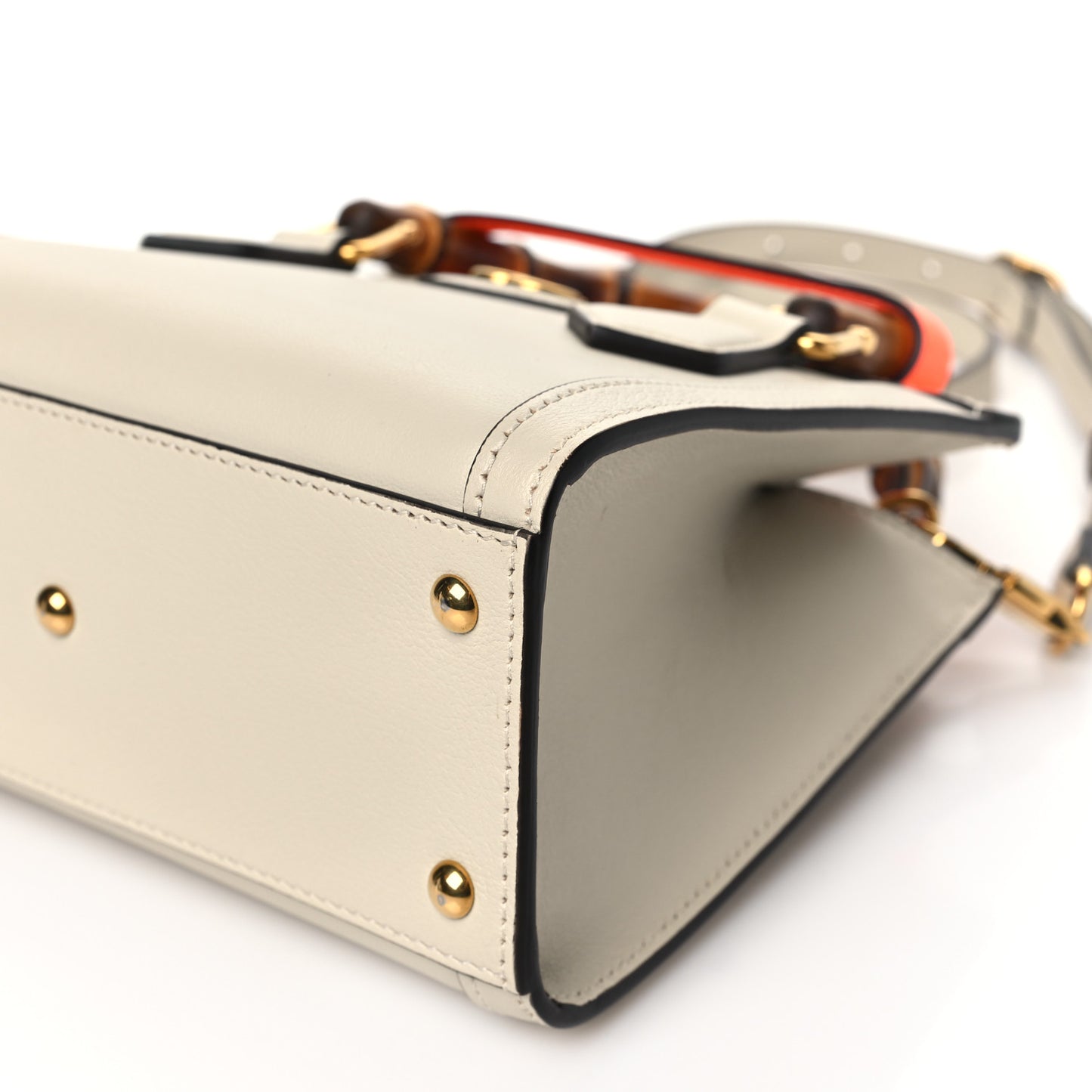 Wonka Grain Calfskin Mini Diana Tote Bag Mystic White Orange Fluo