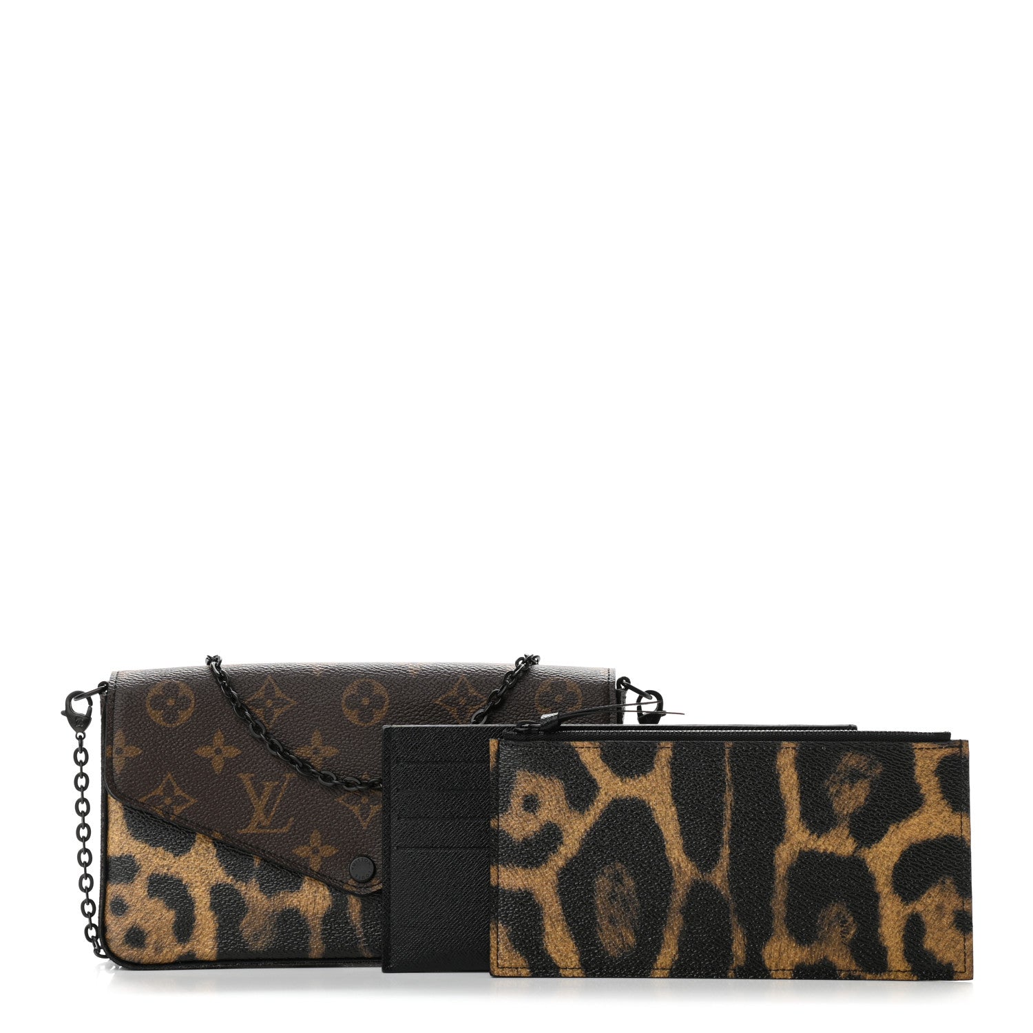 Louis Vuitton Monogram Animal Print Pochette Felicie Chain Wallet 3 of 13