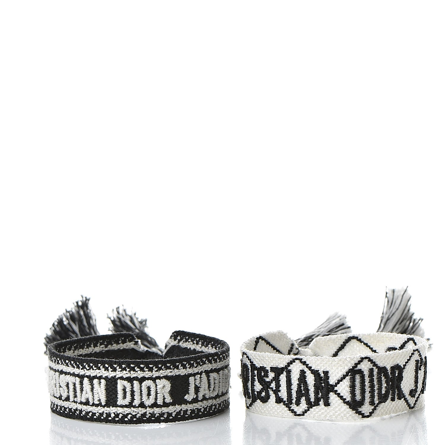 Christian Dior Woven Cotton J'Adior Friendship Bracelet Set Black White 3 of 4