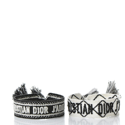 Christian Dior Woven Cotton J'Adior Friendship Bracelet Set Black White 3 of 4