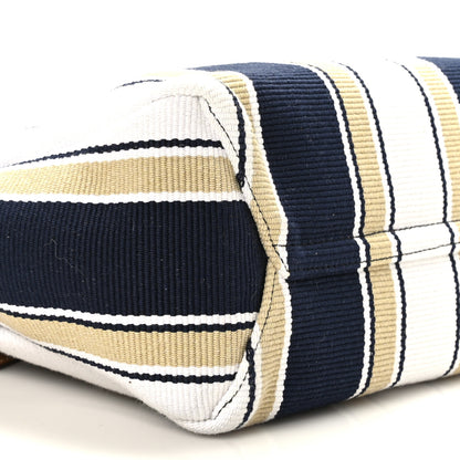 Miu Miu Cannete Canvas Striped Small Ivy Tote Blue Sabbia 8 of 9