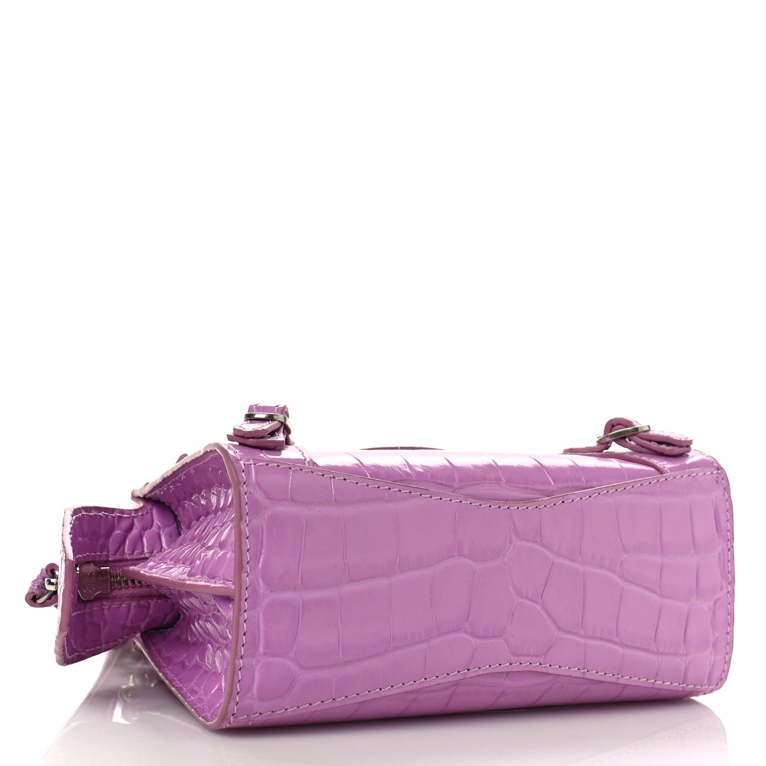 Balenciaga Calfskin Crocodile Embossed Neo Classic Silver Hardware Nano City Crossbody Lilac 4 of 8