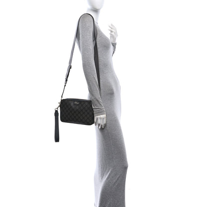 Gucci GG Supreme Monogram Textured Dollar Calfskin Web Ophidia Wristlet Shoulder Bag Grey Black Graphite Grey Grey Black Graphite Grey 2 of 10