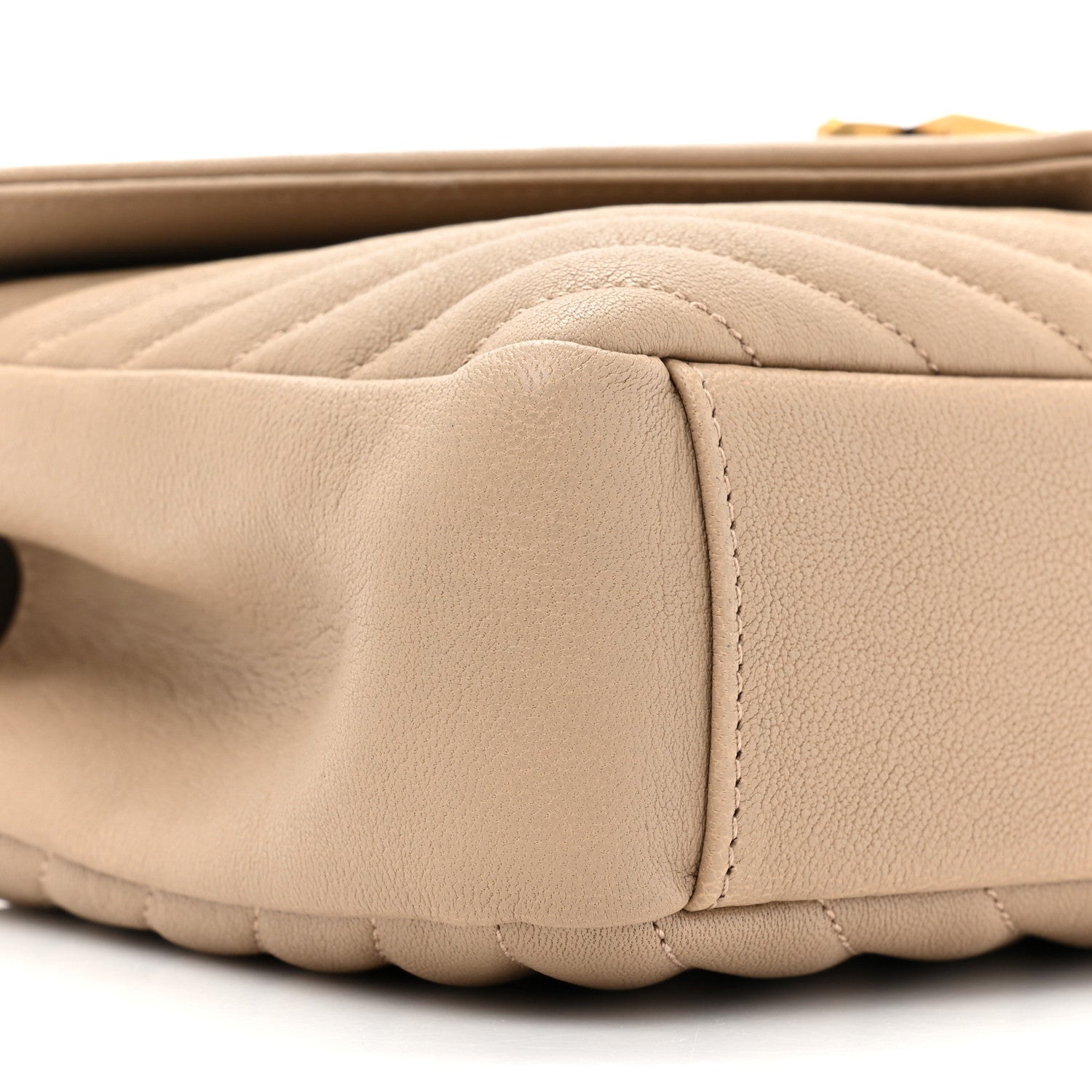 Saint Laurent Sheepskin Matelasse Chevron Monogram Medium College Bag Dark Beige 11 of 11