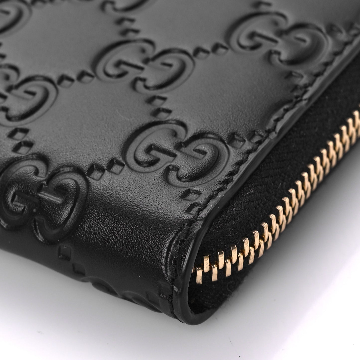 Guccissima Zip Around Card Case Black