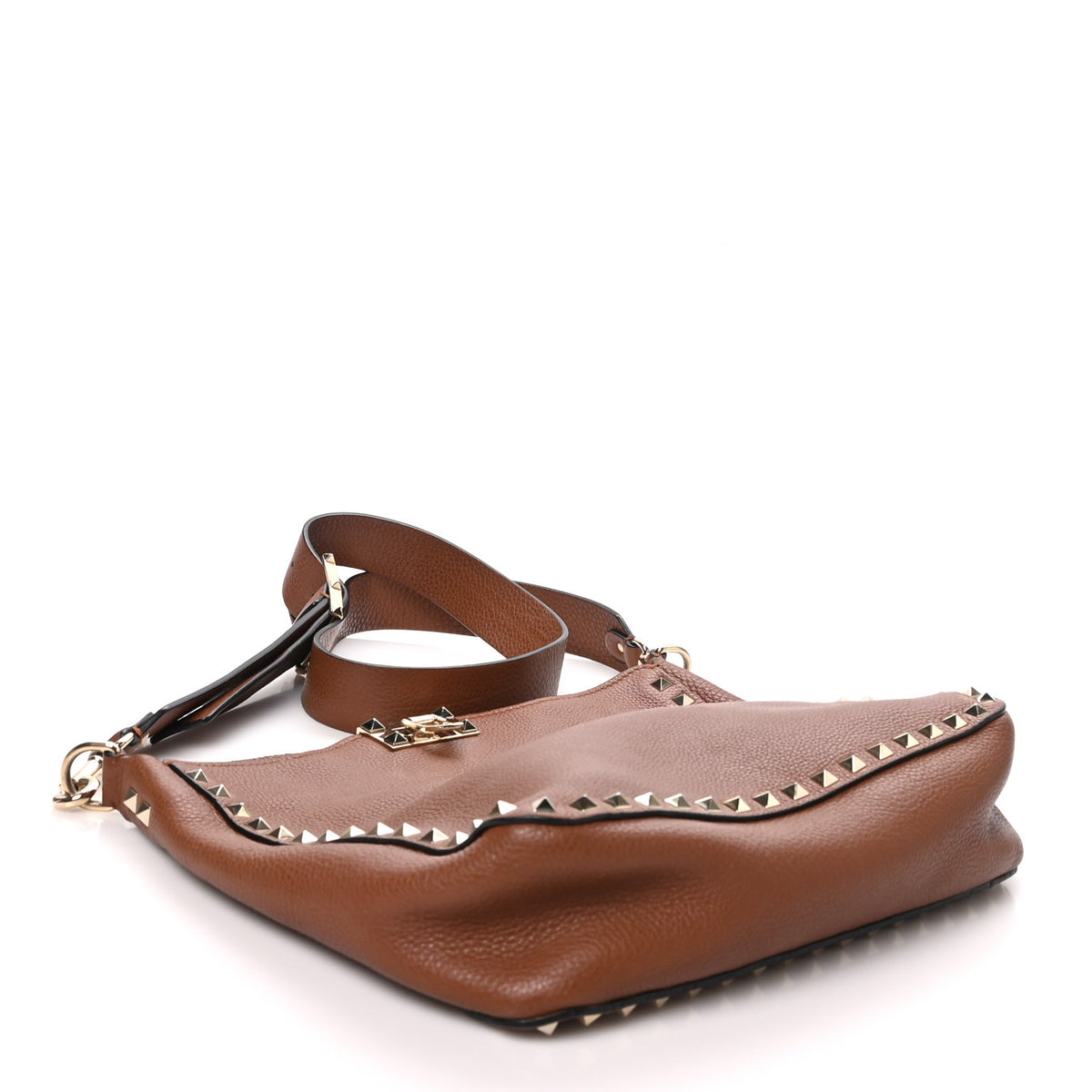 Valentino Garavani Pebbled Calfskin Small Rockstud Flip-Lock Messenger Bag Light Cuir 4 of 11