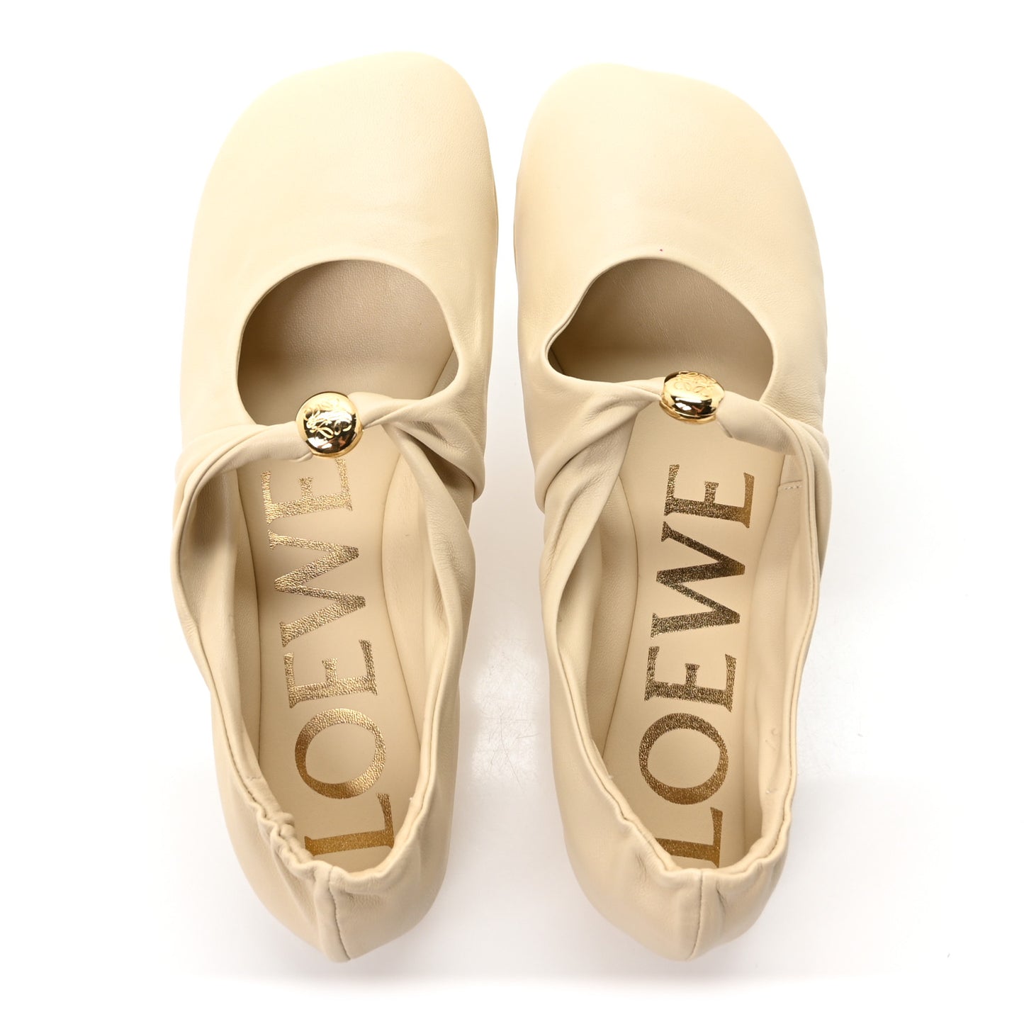 Lambskin Pebble Ballerina Flats 37 Dough