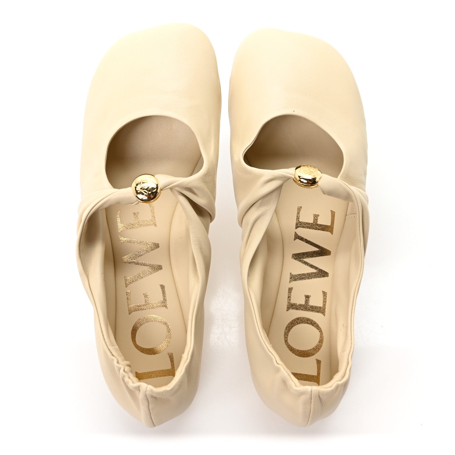 Loewe Lambskin Pebble Ballerina Flats 37 Dough 2 of 9