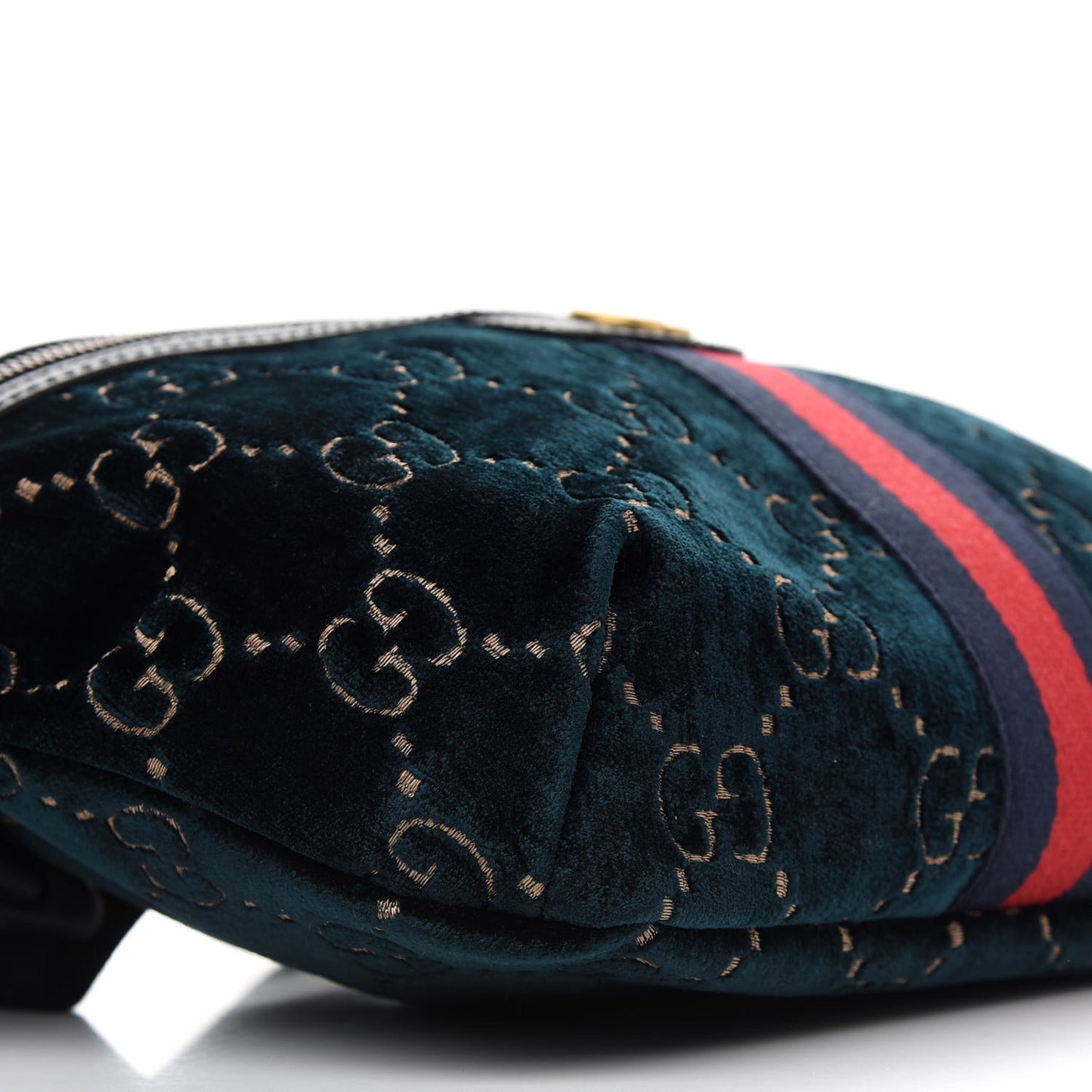 Velvet GG Monogram Web Belt Bag Blue Beige